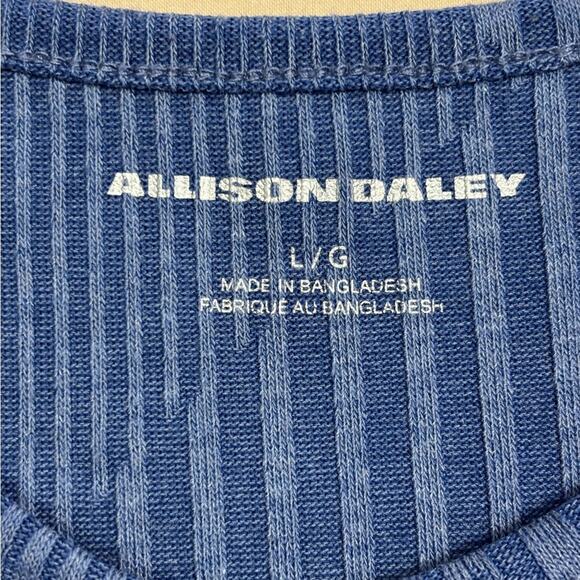 Allison Daley Blue Bedazzled Textured 3/4 Length Sleeve Top Size Large - Picture 2 of 6